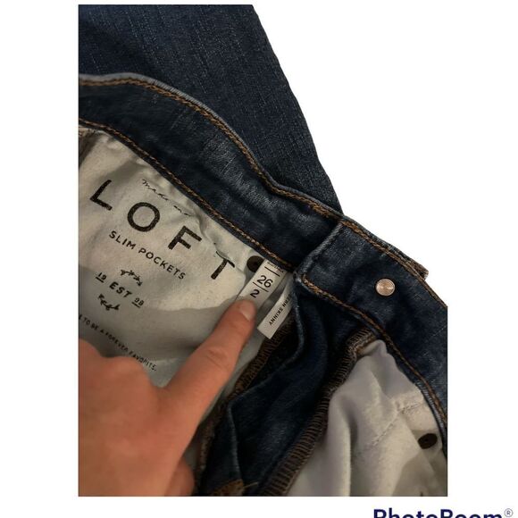 ANN TAYLOR LOFT EMBROIDERED MODERN SKINNY ANKLE JEANS, 2 (26) - Picture 5 of 6